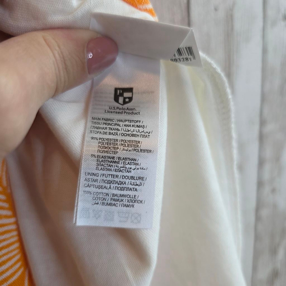 Women's U.S. Polo Assn.‎ Dress Size M Orange White - Picture 8 of 12
